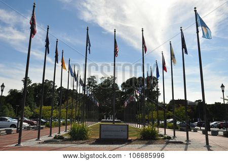 Fifty state flags in Jamestown, Virginia