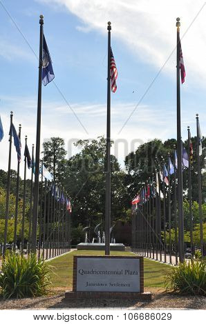 Fifty state flags in Jamestown, Virginia