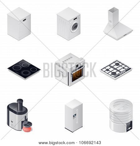 Household Appliances Detailed Isometric Icons Set, Part 1