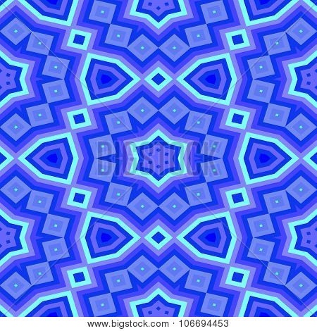 Blue decorative floral kaleidoscope pattern