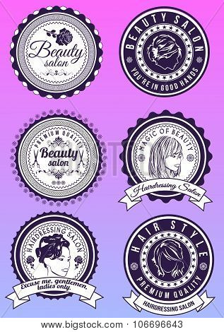 Set of badges for beauty and hairdressing salons