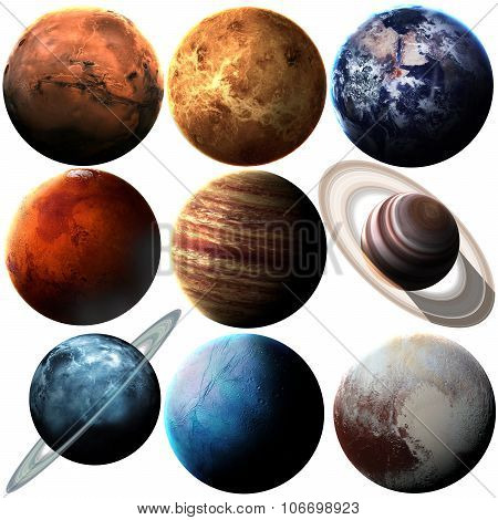 Hight quality isolated solar system planets. Elements of this image furnished by NASA