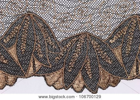 The Macro Shot Of The Black And Brown Lace Texture Material