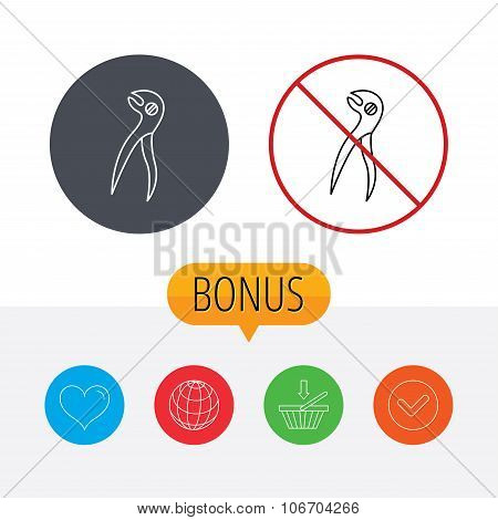 Dental pliers icon. Stomatological forceps tool.