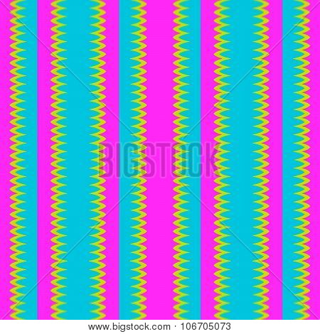 Vertically striped abstract pink blue yellow pattern