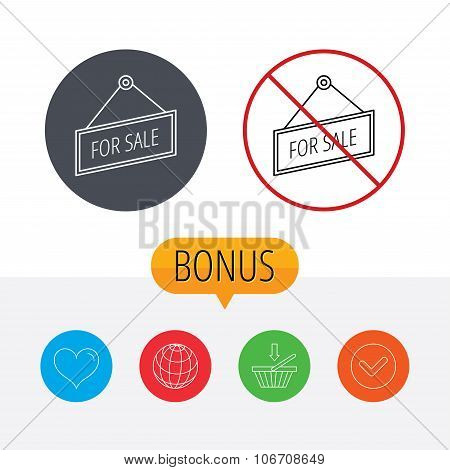 For sale icon. Advertising banner tag sign.