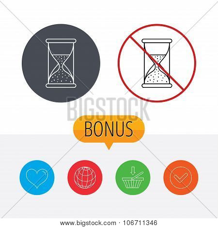 Hourglass icon. Sand time sign.