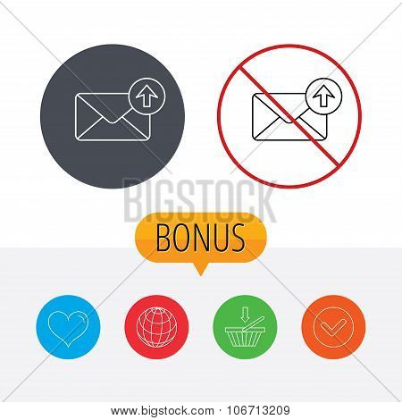 Mail outbox icon. Email message sign.