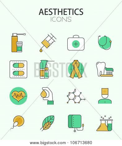 Vector modern thin line flat design of icons set.