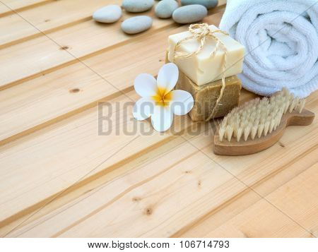 Towel, Tiare Flower, Soap, Stones  And Fish Shaped Nail Brush