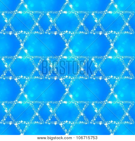 Blue white pattern with hexagrams