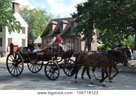 Horse-drawn carriage rides in Williamsburg, Virginia