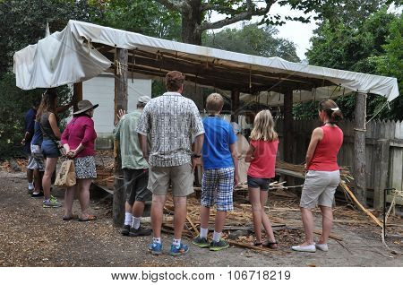 Basketmaker in Colonial Williamsburg in Virginia