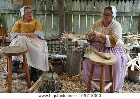 Basketmaker in Colonial Williamsburg in Virginia