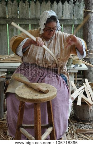 Basketmaker in Colonial Williamsburg in Virginia