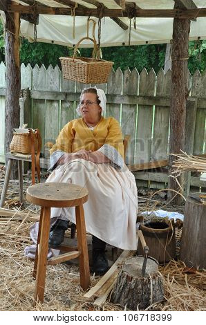 Basketmaker in Colonial Williamsburg in Virginia