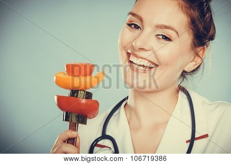 Dietitian With Vegetables. Healthy Diet Nutrition.