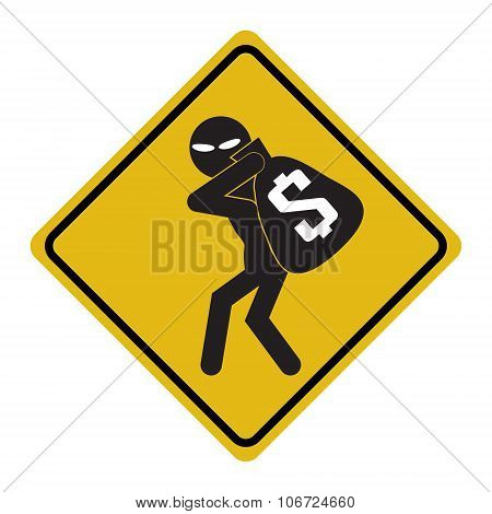 Beware Pickpocket Sign, Thief Icon Illustration