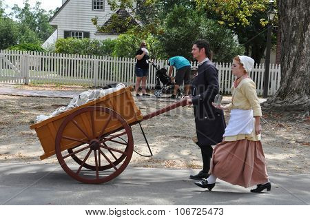 WILLIAMSBURG, VA - SEP 6: Colonial Williamsburg in Virginia, as seen on Sep 6, 2015. Colonial Williamsburg is a living-history museum with exhibits of restored or re-created buildings.