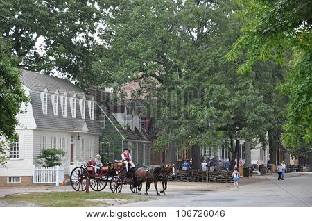 WILLIAMSBURG, VA - SEP 6: Colonial Williamsburg in Virginia, as seen on Sep 6, 2015. Colonial Williamsburg is a living-history museum with exhibits of restored or re-created buildings.