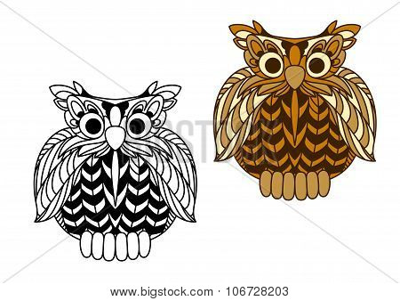 Cartoon old wise eagle owl character