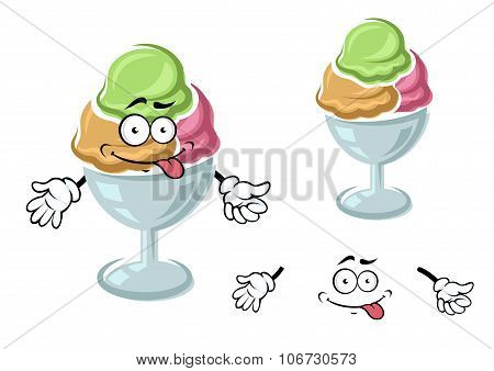 Chocolate, berry and mint sundae ice cream