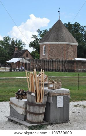 Magazine and Guardhouse in Colonial Williamsburg in Virginia