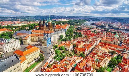 Church Saint Vitus, Ventseslaus And Adalbert And Area Lesser Town Of Prague. Czech Republic.