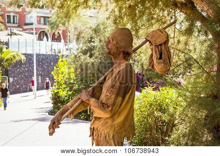 Street Performer-meme Depicts A Wandering Poor Man, Costa Adeje, Tenerife, Spain