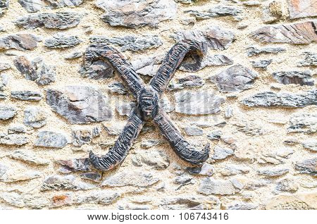 Ccastle Stone Wall With The Letter X