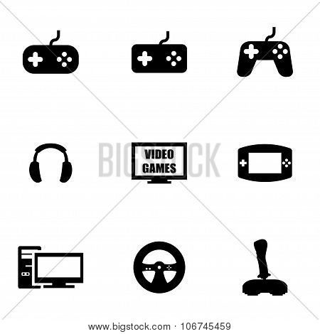 Vector Black Video Games Icon Set