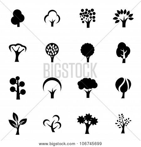 Vector Black Trees Icon Set