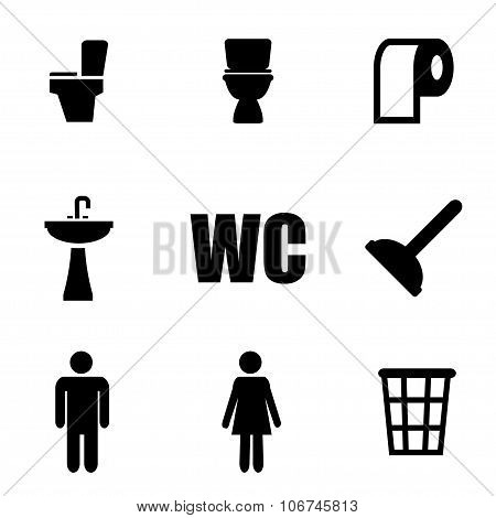 Vector Black Toilet Icon Set