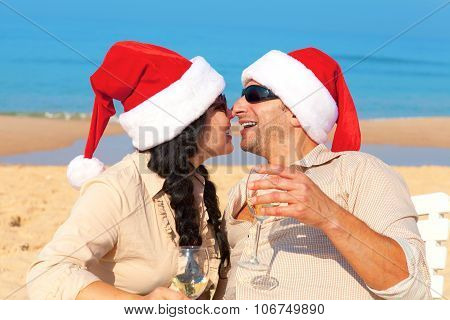 Christmas Couple On A Beach