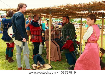 Vatra, Moldova. June 28, 2015. Medieval Festival. Historic Clubs From Europe - Theatrical Performanc