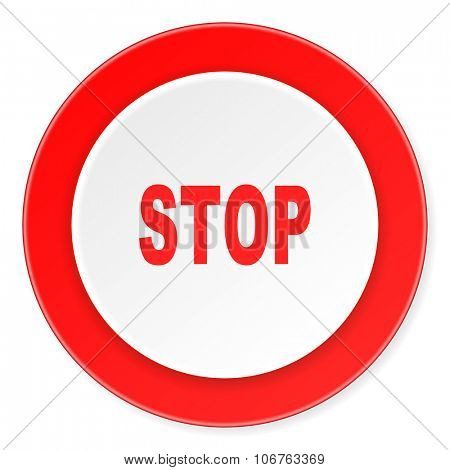 stop red circle 3d modern design flat icon on white background 