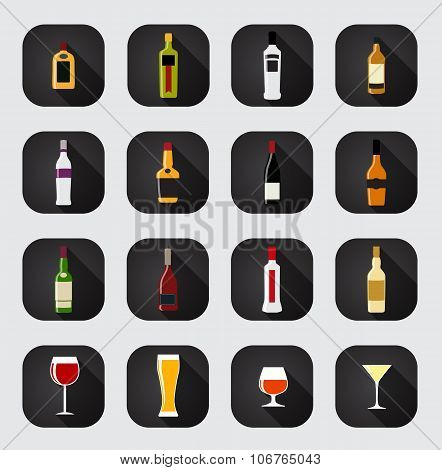 Modern Flat Dink Icon Set for Web and Mobile Application in Styl