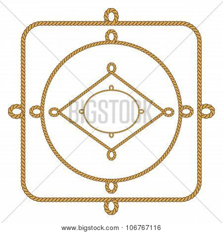 Sea style rope frame for photo, invitation and note.
