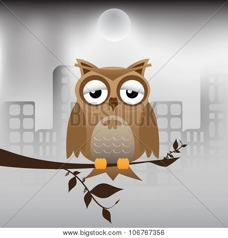 Owl And Polluted City