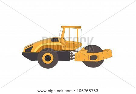 Rammer. Major Construction. Rink Asphalt. Vector Illustration.