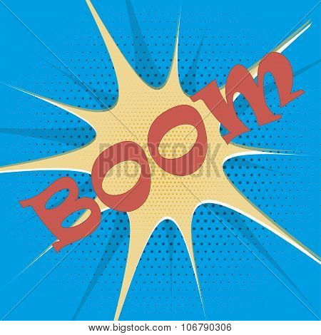 Boom Explosion Text Description In The Style Of Comics, Pop, Art, Retro