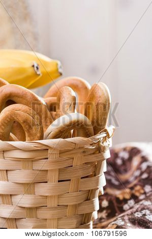Hard Oval Cracknels In Basket