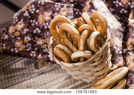 Hard Oval Cracknels In Basket