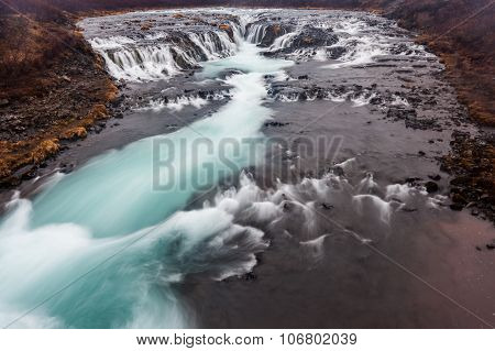 Bruarfoss Waterfall In Iceland