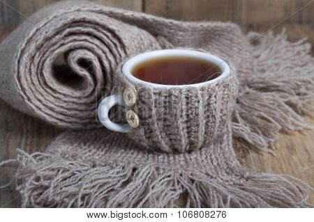 A Cup Of Hot Tea In Cover - Warmer