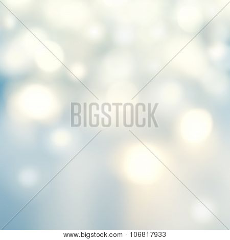 Beautiful Christmas Background With Silver Lihts And Stars. Abstract Festive Lights White And Grey C