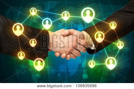 Business handshake, social netwok concept