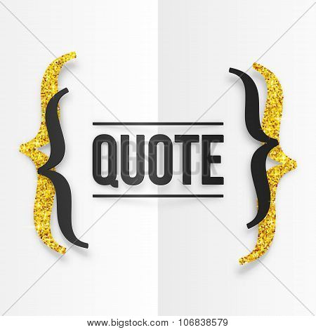 Black and golden curly brackets with place for your text at white folded paper background