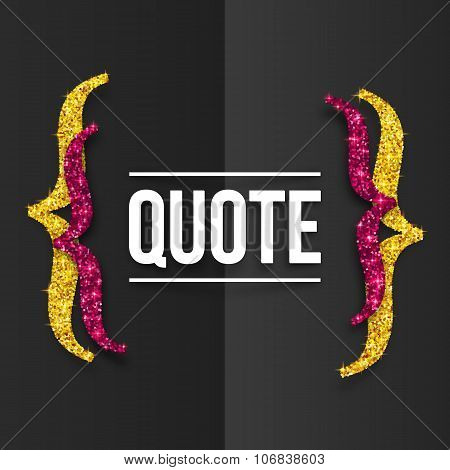 Pink and golden curly brackets with place for your text at black folded paper background