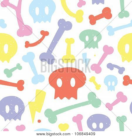 Skulls and bones white pattern